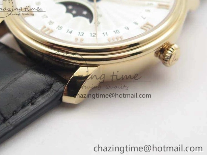 1228 Villeret 6654 RG Complicated Function OMF 1:1 Best Edition White Texture Dial On Leather Strap A Bright 8105